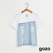 【gozo】MOMO獨家款★限量開賣 薄牛仔拼接造型T恤(兩色)