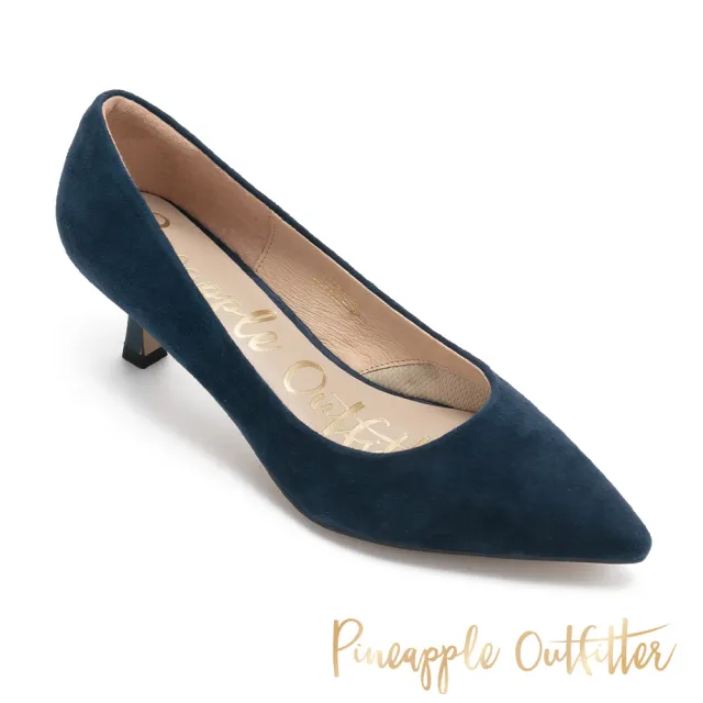【Pineapple Outfitter】PACORRO 羊皮素面尖頭中跟鞋(絨深藍)
