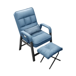 【DE生活】升級加固方管沙發＋腳踏＋抱枕 沙發椅 沙發床 電腦椅 單人沙發椅 摺疊躺椅 懶人沙發 躺椅
