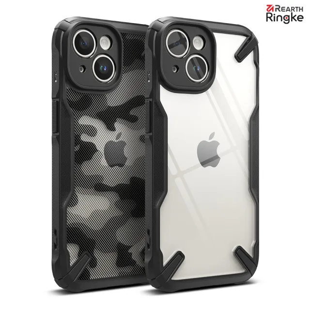 【Ringke】iPhone 15 Pro Max /15 Pro /15 Plus /15 Fusion-X 防撞手機保護殼 黑 迷彩(Rearth 軍規防摔)
