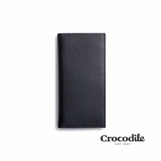 【Crocodile】鱷魚皮件 真皮皮夾 長夾 14卡 拉鍊零錢袋 男夾-0103-09901-黑藍兩色(Rocky系列)