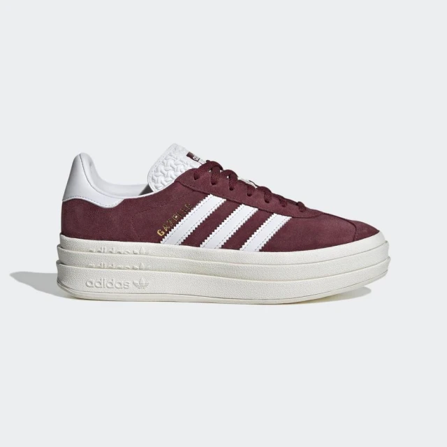 【adidas 愛迪達】Gazelle Bold W 女 休閒鞋 運動 經典 三葉草 厚底 麂皮 穿搭 深紅(HQ6892)