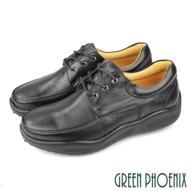 【GREEN PHOENIX 波兒德】男鞋 氣墊鞋 休閒鞋 商務 學生鞋 吸震減壓 台灣製(黑色)