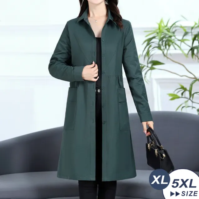 【LANNI 藍尼】★長款休閒洋裝外套兩穿(純色/日系/連衣裙/翻領/寬鬆)