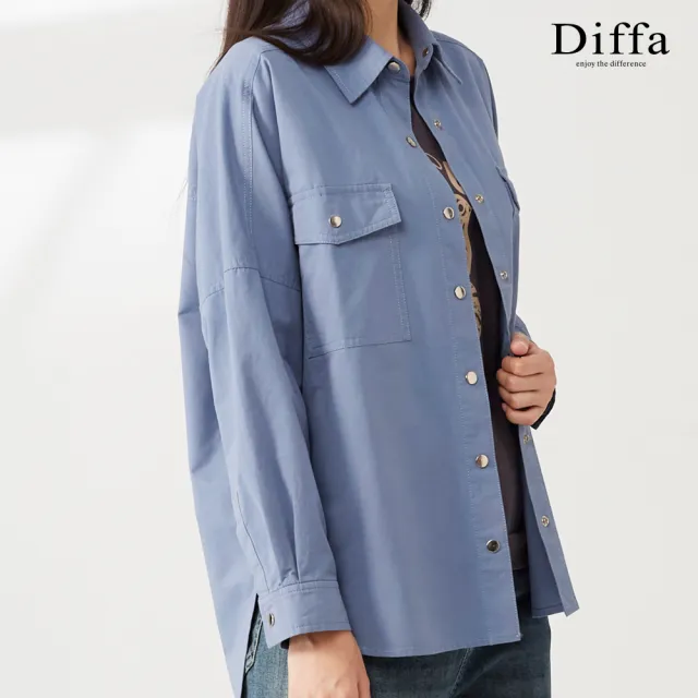 【Diffa】時尚率性落肩貼袋外套-女