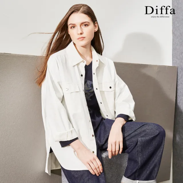 【Diffa】時尚率性落肩貼袋外套-女