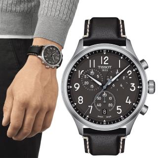 【TISSOT 天梭 官方授權】韻馳系列 CHRONO XL 三眼計時手錶-45mm 禮物(T1166171606200)