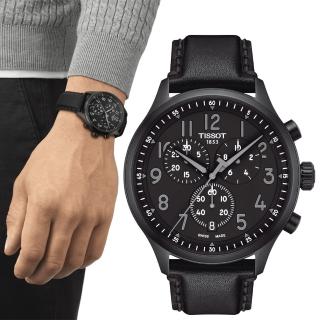 【TISSOT 天梭 官方授權】韻馳系列 CHRONO XL 三眼計時手錶-45mm 禮物(T1166173605200)