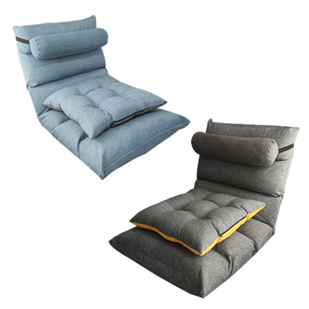 【tFriend】簡約折疊懶人沙發椅 摺疊和式椅 休閒椅 單人沙發(附腰枕+坐墊)