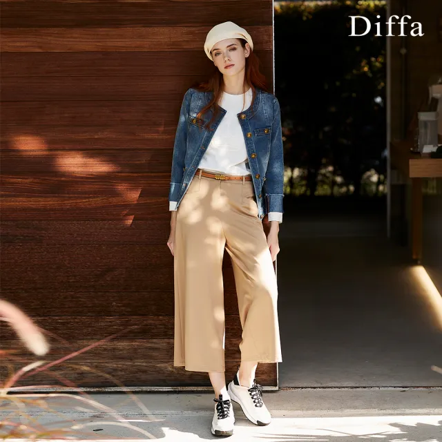 【Diffa】美型修身直筒長寬褲-女