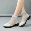 【SOFT WALK 舒步】真皮短靴 低跟短靴/真皮網面拼接時尚美鑽飾低跟短靴(白)