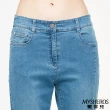 【MYSHEROS 蜜雪兒】牛仔褲 前釦拉鍊 後口袋鑽logo裝飾 窄管縮口(藍)