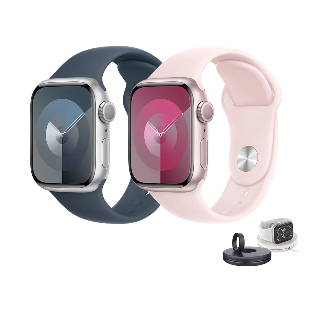 充電支架組【Apple】Apple Watch S9 GPS 41mm(鋁金屬錶殼搭配運動型錶帶)