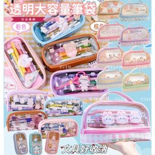 【安朵童舖】現貨ins兒童文具大容量透明筆袋女童可愛印花鉛筆袋防水防潮筆袋收納袋(047)