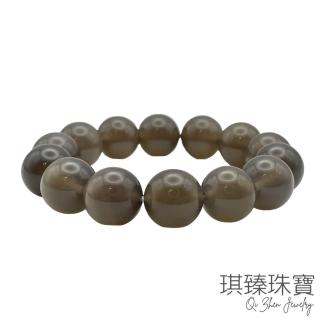【琪臻珠寶】天然灰瑪瑙圓珠手鍊(14mm圓珠 隨機出貨 母親節禮物)