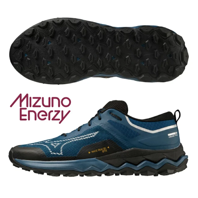 MIZUNO 美津濃 慢跑鞋 男鞋 運動鞋 緩震 WAVE IBUKI 4 GTX 一般型GORE-TEX 黑藍 J1GJ225951(985)