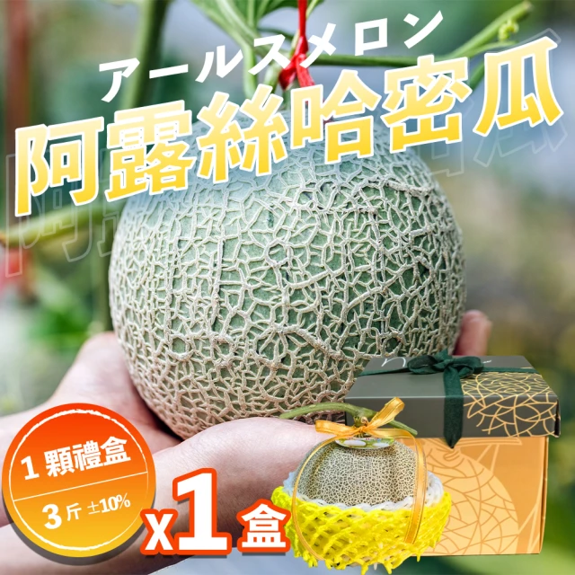果樹寶石 中部日本阿露斯哈密瓜1顆x1盒（3斤/盒）(產銷履歷 極少種植巨甜品種 農場常溫配送)