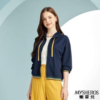 【MYSHEROS 蜜雪兒】連帽外套 學院風 抽繩拉鍊(深藍)