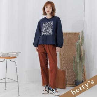 【betty’s 貝蒂思】腰鬆緊反摺直筒長褲(咖啡色)