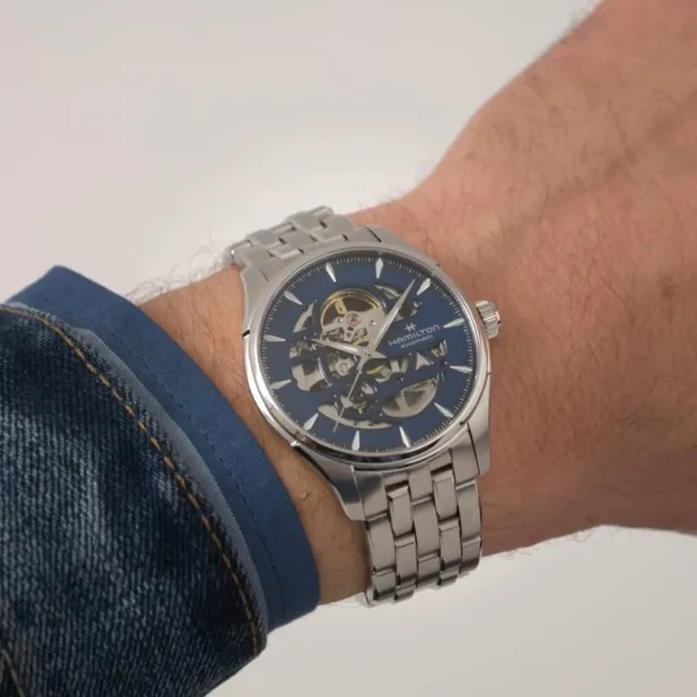 【HAMILTON 漢米爾頓】爵士大師系列SKELETON鏤空腕錶40mm(自動上鍊 中性 精鋼錶帶 H42535141)