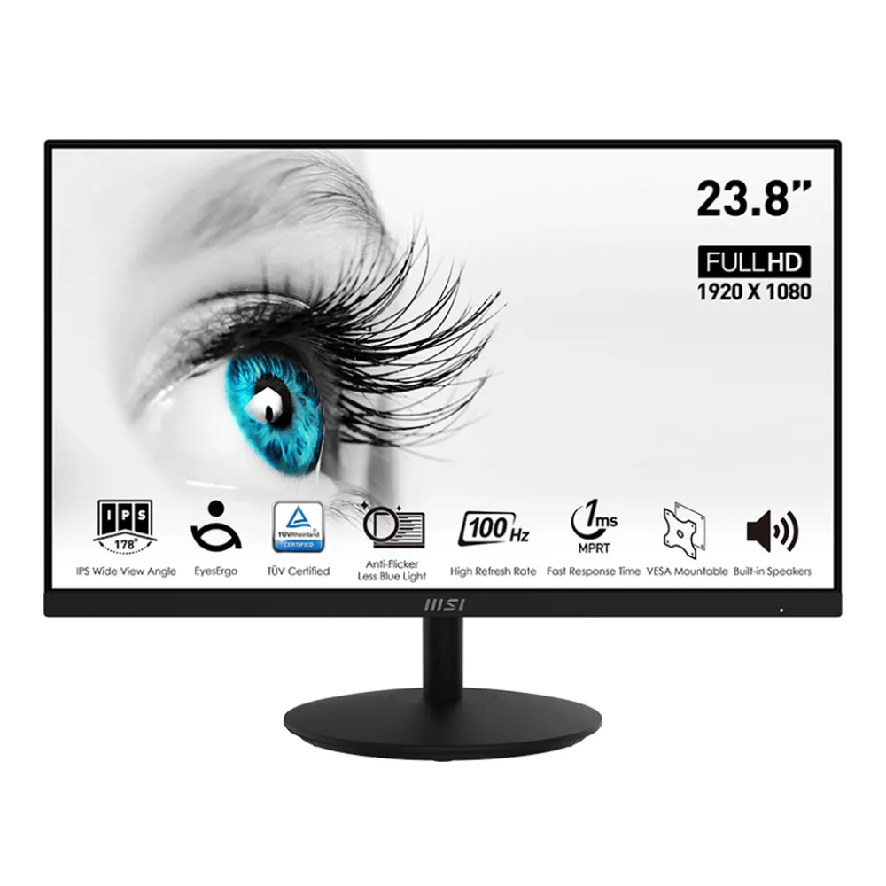 【MSI 微星】PRO MP242A 24型 IPS 100Hz 平面美型商用螢幕(內建喇叭/TUV護眼認證/HDMI/1ms)