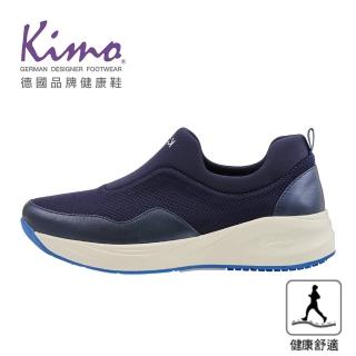 【Kimo】專利足弓支撐-真皮經典格紋休閒健康鞋 女鞋(深藍色 KBCWF160066A)