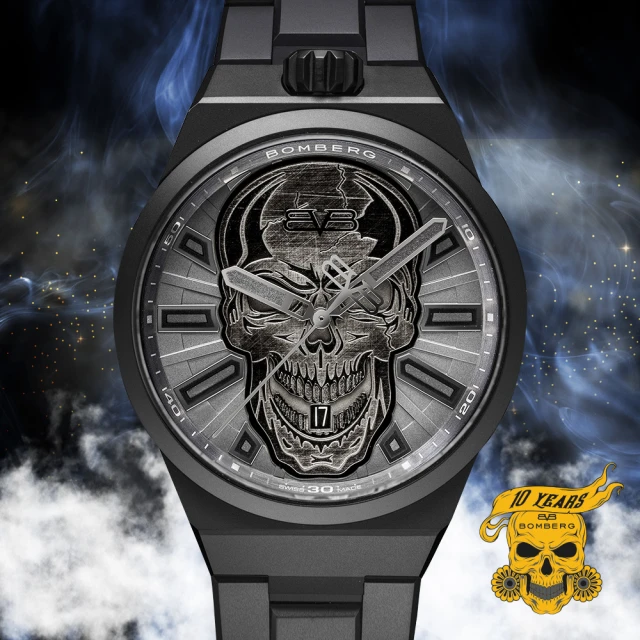 【BOMBERG】BOLT-68 NEO系列 十週年紀念骷髏機械腕錶 消光黑版本