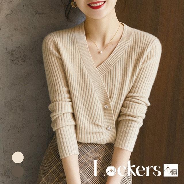 【Lockers 木櫃】春季氣質貼身圍裏式針織上衣 L112032004(針織上衣 女上衣)