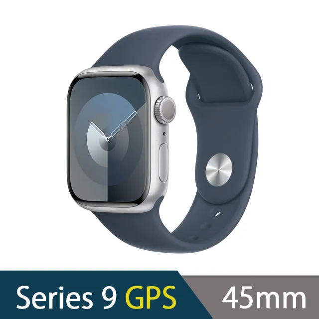 鋼化保貼組【Apple】Apple Watch S9 GPS 45mm(鋁金屬錶殼搭配運動型錶帶)