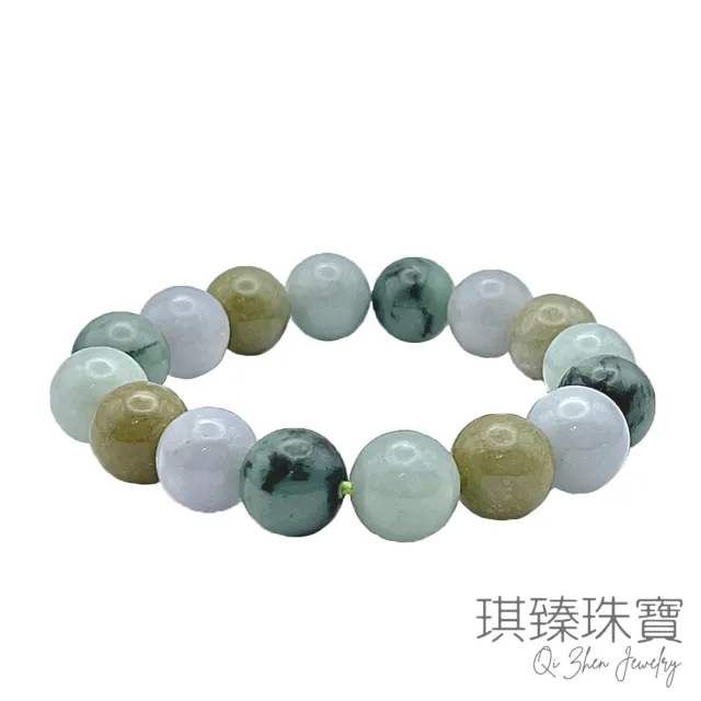 琪臻珠寶】天然A貨翡翠糯種多寶圓珠手串(13mm緬甸玉_88父親節_精選推薦