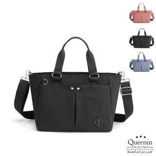 【DF Queenin】韓版街頭小資女多隔層手提側背水餃包 - 多色可選
