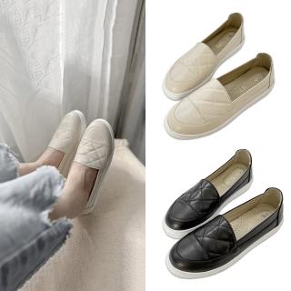 【FUFA Shoes 富發牌】菱格縫線拼接懶人鞋-黑/杏 1BC93(女鞋/懶人鞋女/便鞋/包鞋/富發)