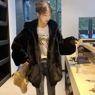 【D.studio】韓版寬鬆加厚連帽毛毛外套(連帽外套 女裝 長袖上衣 毛毛外套 保暖外套 J157)