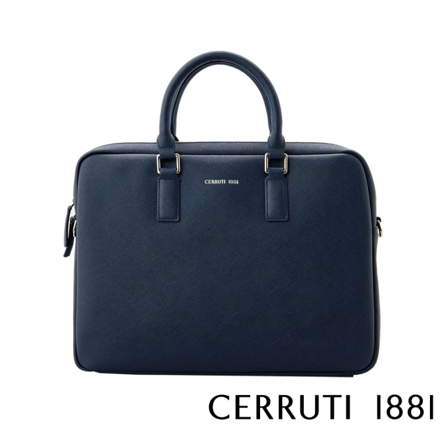 Cerruti 1881Cerruti 1881 限量2折 頂級義大利小牛皮公事包/斜背包 CECA04466S 全新專櫃展示品(深藍色)