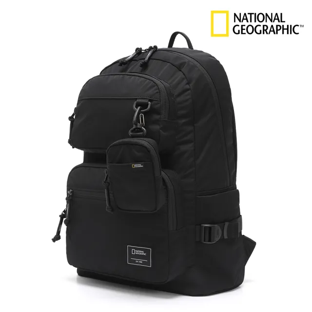 【National Geographic 國家地理】雙口袋背包 - 黑色/灰藍色(後背包/筆電包/休閒旅行包 實用大容量)