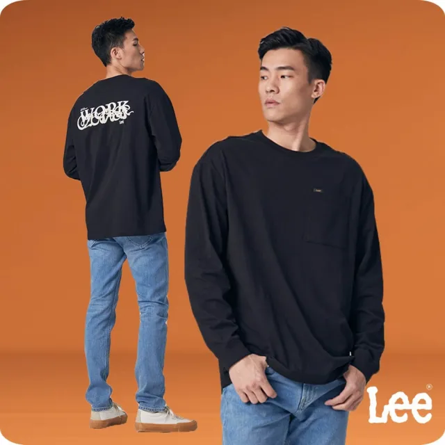 【Lee 官方旗艦】男裝 長袖T恤 / Work Clothes印花 氣質黑 季節性版型 / Urban Riders 系列(LB309002K11)