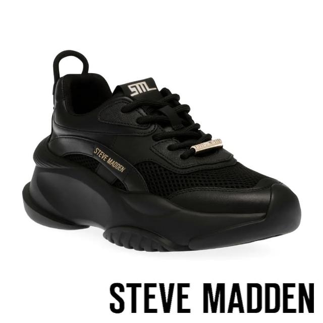 【steve madden】BELISSIMO 厚底綁帶休閒鞋(黑色)