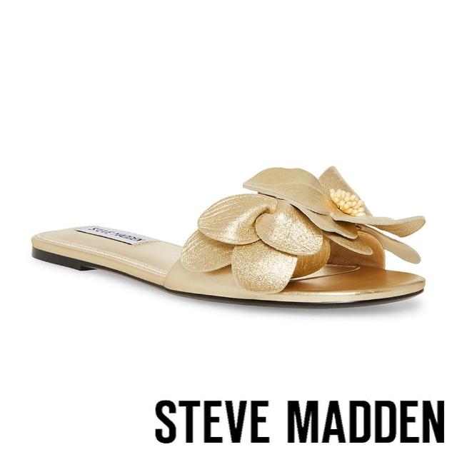 【steve madden】MELENA 花花平底涼拖鞋(金色)