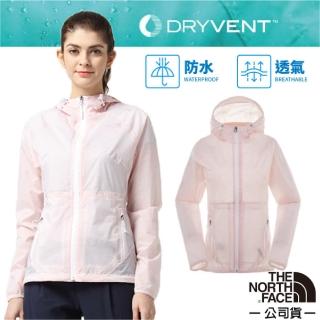 【The North Face】女款 防風防水透氣連帽外套.夾克.風雨衣(3CHS-FN4 粉櫻白)