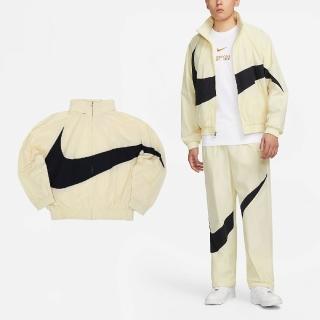 【NIKE 耐吉】外套 Swoosh Jacket 男款 黃 黑 防潑水 大勾 風衣外套 立領 寬鬆(FB7878-113)