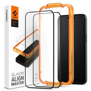 【Spigen】SGP iPhone 15 /Plus/Pro/Pro Max Glas.tR AlignMaster-玻璃保護貼(黑-含玻璃保貼x2)