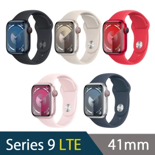 【Apple】Watch Series 9 41公釐鋁金屬錶殼搭配運動型錶帶(LTE版)