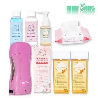 【MINI YANG】滾輪式熱蠟除毛組+清潔保養3件組(手腳細軟毛專用 操作簡單又方便)