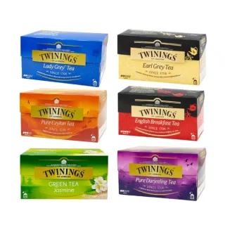 【Twinings 唐寧茶】經典茶包 箱出組合 25包x12盒(皇家伯爵/英倫早餐/仕女伯爵/極品錫蘭/歐式大吉嶺)