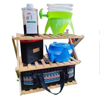 【May Shop】露營居家置物木製摺疊三層架(不含收納袋)