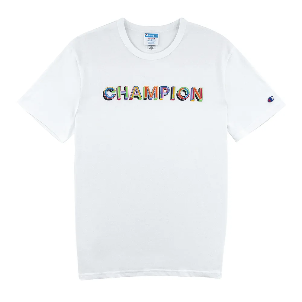 【Champion】官方直營-彩色LOGO印花短袖TEE上衣-男(黑色)