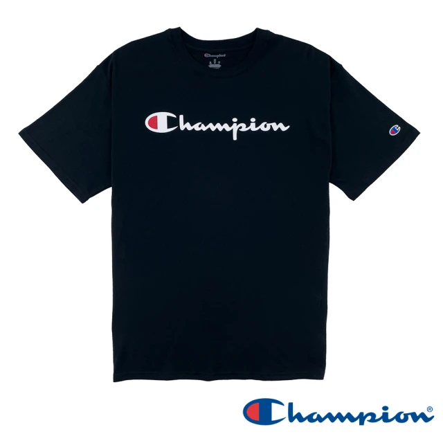 Champion 官方直營-LOGO印花短袖TEE上衣-男(黑色)