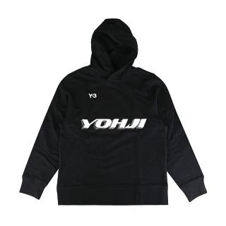 【Y-3 山本耀司】山本耀司LOGO純棉男款連帽上衣(黑x白)