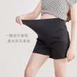 【Gennies 奇妮】棉質休閒彈力短褲-黑(孕婦褲 後雙口袋 一體成型 無痕褲頭)