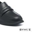 【BYHUE】簡約質感澎澎純色牛皮軟芯樂福厚底鞋(黑)